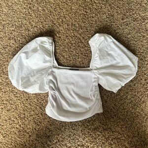 Zara White Puff Sleeve Blouse